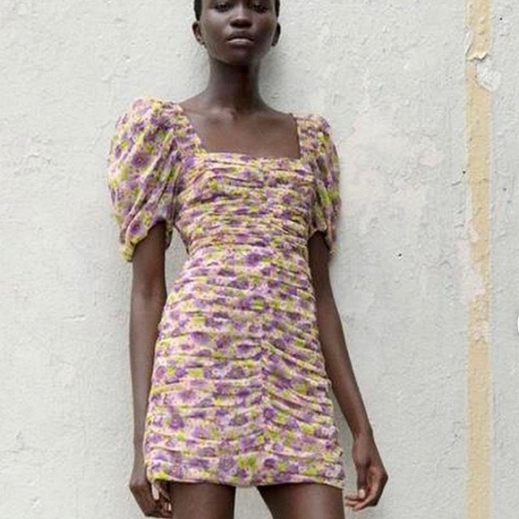 NWT Zara Purple Floral Mini dress - Picture 2 of 16